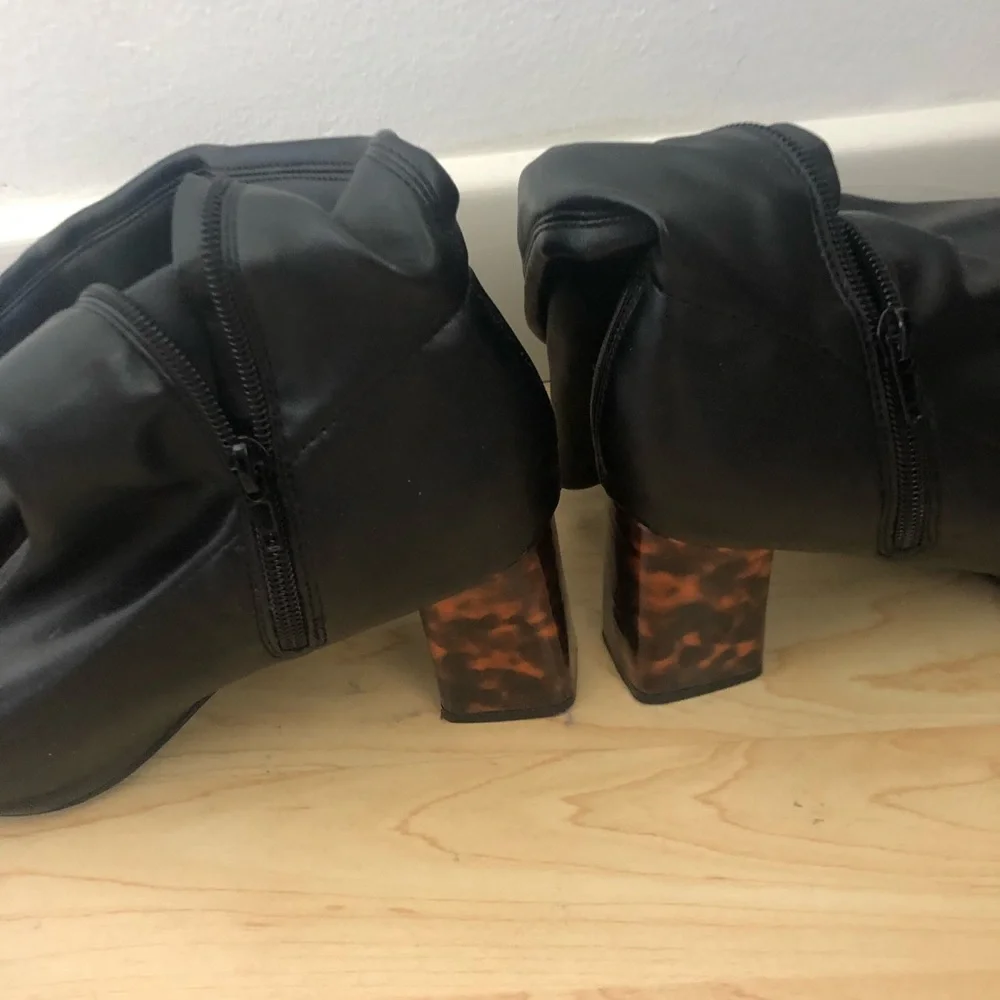 JustFab Camille Over the Knee Boot Tortoise Black 7.5